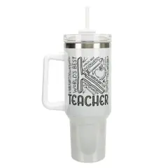 Elanze Designs World's Best Kindergarten Teacher 40 oz. Stainless Steel, Large Water Bottle Coffee Mug, Spill & Leak Resistant, Thermal Travel Tumbler