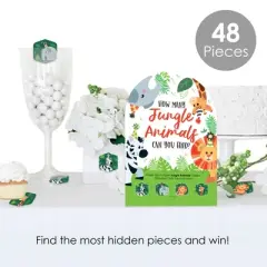 Big Dot of Happiness Jungle Party Animals Safari Zoo Animal Birthday Party or Baby Shower Scavenger Hunt 1 Stand and 48 Game Pieces Hide and Find Game