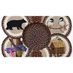 Earth Rugs Cabin Bear Round Trivet in a Basket &ndash; Rustic Kitchen Hot Pad 10"x10"