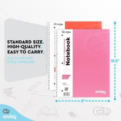 Enday Spiral Notebook  (4 Pack) Pink, Red, Blue, Purple 1 Subject Spiral Notebook, 70 Sheets College Ruled Notebook Paper