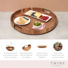 Twine Lazy Susan 20 inch Wooden Serving Board, Countertop Lazy Susan for Kitchen Decor, Turntables for Kitchen Countertop Decor Acacia Tray Set of 1