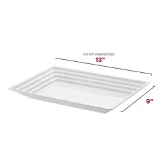 Smarty Had A Party 9" x 13" White Rectangular Plastic Serving Trays - 24 pcs