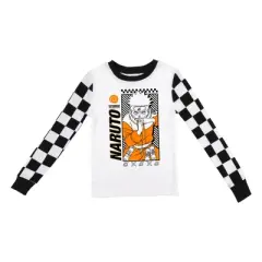 Naruto Classic Black and White Checker Pattern Youth Boy's Long Sleeve Pajama Set