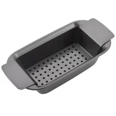 Rachael Ray 2pc Meatloaf Pan Set: Nonstick Steel Baking Dish, Dishwasher-Safe, Gray, Rectangle, 13.25" x 6.5"