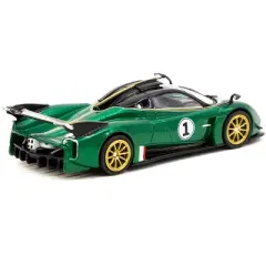 Pagani Huayra R #1 Verde Trifoglio Green Met. w/Black Top and Gold Stripes "Global64" 1/64 Diecast Model Car by Tarmac Works