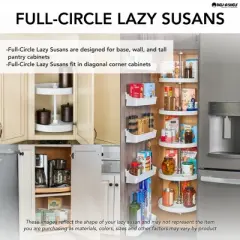 Rev-A-Shelf 6013-18-11-526 Polymer Full Circle 3 Shelf Lazy Susan Corner Kitchen Cabinet Storage Organizer with Telescoping Shaft