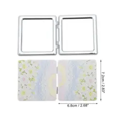 Unique Bargains Hand-painted Oil Painting Makeup Mirror Blue White 1 Pc
