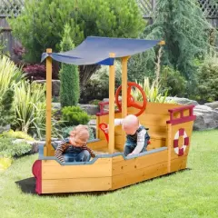 Dexmalle Pirate Ship Sandbox with Cover and Rudder