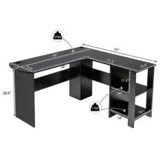 Costway Modern L-Shaped Computer Desk Writing Study Office Corner Desk w/Shelves