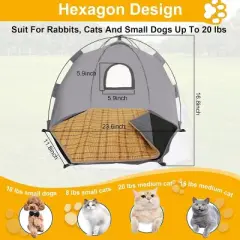Yanvega Cat House Pop Up Foldable Tent for Small Animals Gray 23 X 23 X 16