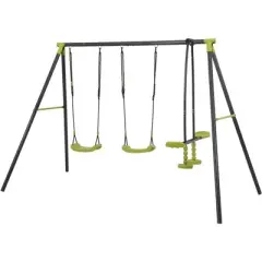 JUJABU Interesting Triple Children Metal Safe Swing Set for Outdoor Playground and Age 3+