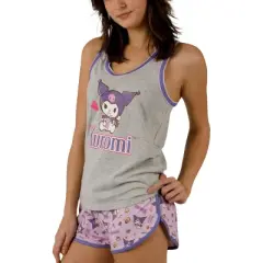 Kuromi Milkshake Women's Racer Back Tank Top & Dolphin Lounge Shorts Sleepwear Set