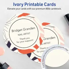 Avery Printable Round Cards, 4" Diameter, Matte Ivory, 30ct
