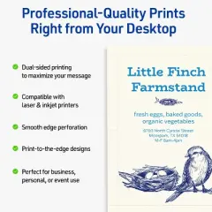 Avery Leaf Flat Cards, 3-1/2" x 5", Matte Ivory, 40 Total