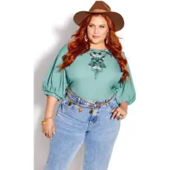 Women's Plus Size Freedom Detail Top - Sage |  STARLING REINE