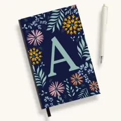 Personalization Mall Flowery Initial Personalized Journal Mint/Navy