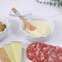 Pavilion Gift Company - Love - 4.5" Ceramic Bowl with Bamboo Spoon - Dining Bowls