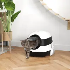 MaseiKar Cat Litter Box with Lid, Covered Litter Box w/ High Sides, Large Two-Way Entrance Kitty Litter Box, Foldable, Easy Clean