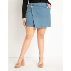 ELOQUII Women&rsquo;s Plus Size Denim Skort