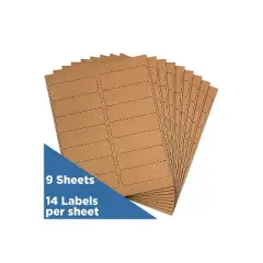 JAM Paper Address Labels 1 1/3" x 4"  Brown Kraft 14 Labels/Sheet 9 Sheets/Pack (359330336)