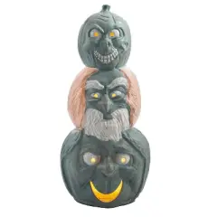 Seasons Halloween Light Up Hitchiking Ghosts Pumpkin Stack - Orange
