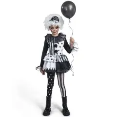 Joyfy Girl's Halloween Costume for Cosplay Party &ndash; Cosplay Black & White Clown Dress Set for Halloween Party