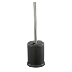 Toilet Brush with Closing Lid Black - Bath Bliss: Iron & Polypropylene, 15.4" Height, Bathroom Accessory