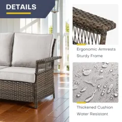 Belord 79" Patio Couch, All Weather Brown Wicker Outdoor 3-Seater Sofa with Wide Armrest and Thick Cushion