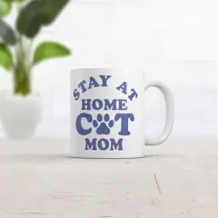 Crazy Dog Stay At Home Cat Mom Mug Funny Sarcastic Kitten Graphic Novelty Coffee Cup-11oz