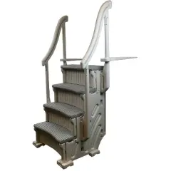 Confer CCXAG Grey 4-Step Above Ground Swimming Pool Grand Entry Steps + Mat Pad