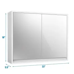 Costway Wall Mounted Bathroom Storage Cabinet Medicine Cabinet Organizer Shelf W/Double Mirror Door White