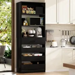 Aheaplus 80"H Pantry Cabinet with Adjustable Shelves and Drawers
