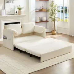 Mjkone 3 in 1 Convertible Pull Out Sleeper Sofa Bed with Pockers, Thicked Cushions , Velvet Pull out Lounge Loveseat Couch