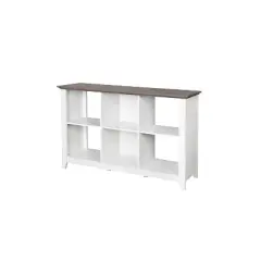 Saint Birch Finley 6 Cube Storage Bookcase, Gray Oak/White