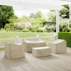 Crosley 5pc Furniture Covers: Heavy Gauge Vinyl, Drawstring Closure, Weather-Resistant