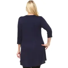 Women's Plus Size Embellished V-Neck Luna Tunic Top - White Mark