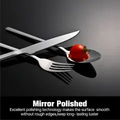 Attop 24-Piece Silverware Set with Steak Knives Stainless Steel Tableware Cutlery Set for Home Restaurant, Mirror Finish