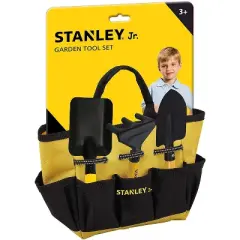 Red Tool Box Stanley Jr. 4-Piece Garden Hand Tool Set | Spade | Trowel | Rake | Tool Bag