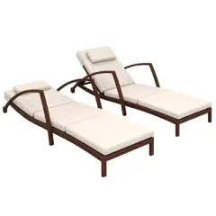 Resenkos Set of 2 Wicker Chaise Lounge Chairs With 5-Way Back Support， Adjustable Outdoor Patio Loungers With Wheels, Cushions & Armrests, Gray