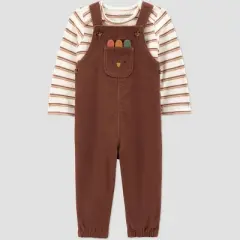 Carter's Just One You&reg; Baby 2pc Thanksgiving Overalls Set - Brown