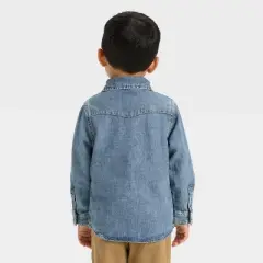 Toddler Boys' Long Sleeve Denim Button-Up Jacket - Cat & Jack&trade; Dark Wash