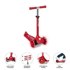 Radio Flyer Glider Junior Kick Scooter with Light Up Wheels: 3-Wheel, Ages 2-5, 44 lb Capacity