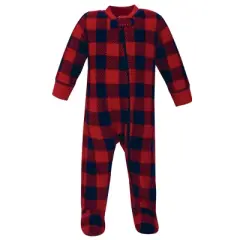 Hudson Baby Infant Boy Fleece Zipper Sleep and Play 2pk, Sweater Plaid