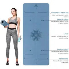 Gruper Non Slip TPE Yoga Mat with Alignment Lines Large Size 72x32 Inches 0.32 or 0.24 Thick for Fitness Pilates and Floor Workouts