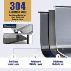 R.W.FLAME Portable Folding Grill Prep Table with Wheels, Stainless Steel BBQ Grill Stand for Camping, Tailgating and Outdoor Cooking