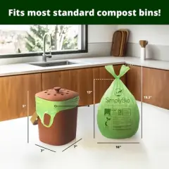 Simply Bio 1.6 Gallon Compostable Trash Bags Drawstring, Heavy Duty Extra Thick 0.6 Mil, 6.06 Liter, 50 Bags, Small Kitchen Food Scrap Waste Bag