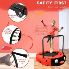 Jump Into Fun Mini Toddler Trampoline, 36 Inch Trampoline with Foam-Padded Handlebar Foldable Indoor Outdoor Trampoline, Kids Trampoline Birthday