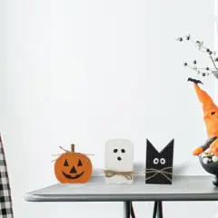 Whisen Halloween Holiday Table Decor, Set of 3 - Black & Orange & White