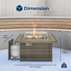 SereneLife 50,000BTU Propane Gas Fire Pit - Brown