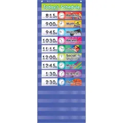 Scholastic Daily Schedule Pocket Chart 13 x 33 Blue/Clear 511498